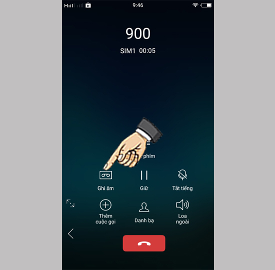 thực hiện cuộc gọi chọn nút Ghi âm